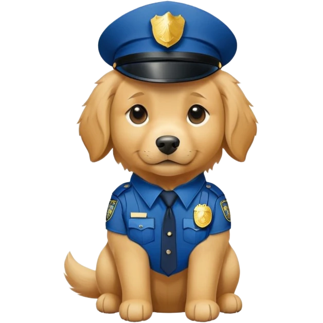 Golden retriever with police outfit emoji
