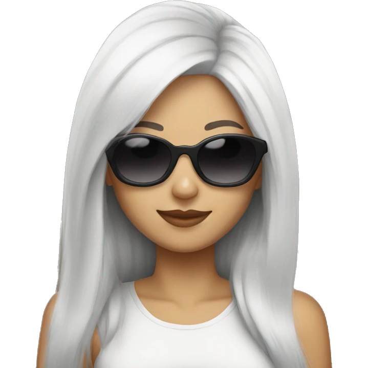 Girl with sunglasses, white hair emoji