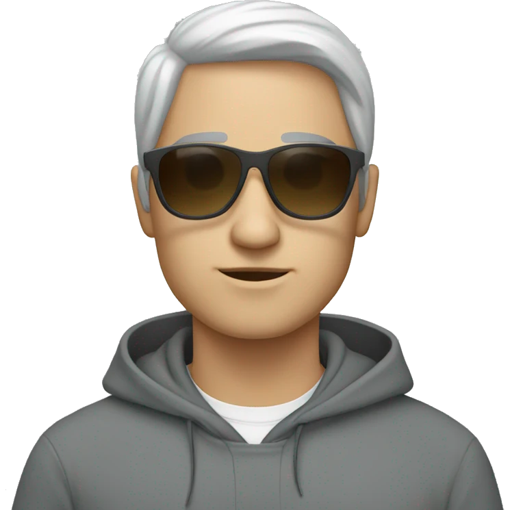 White Person in grey hoodie wearing sunglasses emoji