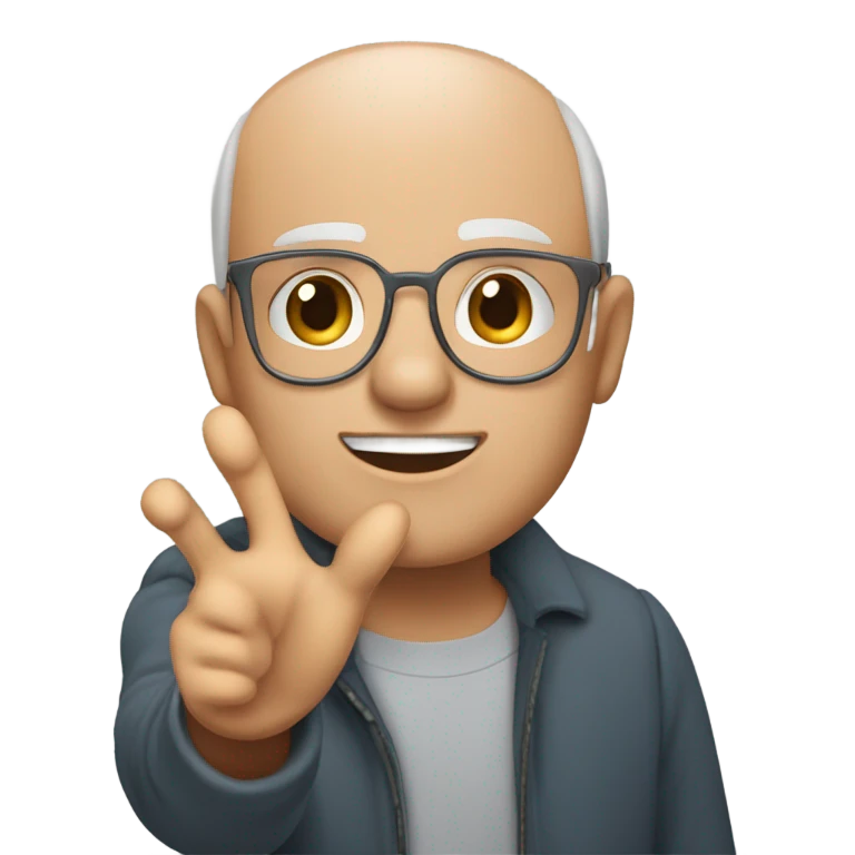 Un ragazzo che con un mano indica davanti a sé "aspetta" emoji