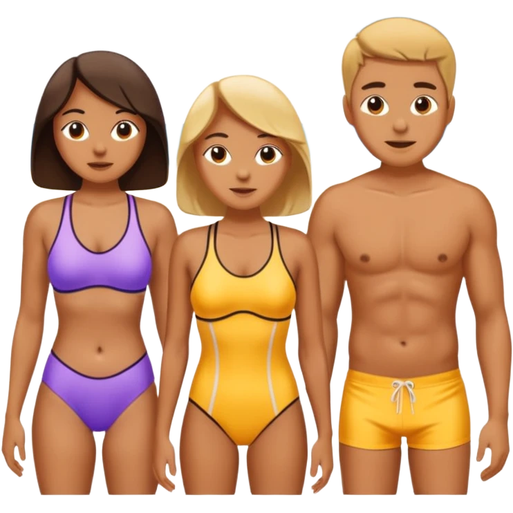 Create an emoji of 3 people feeling hot on the beach. emoji