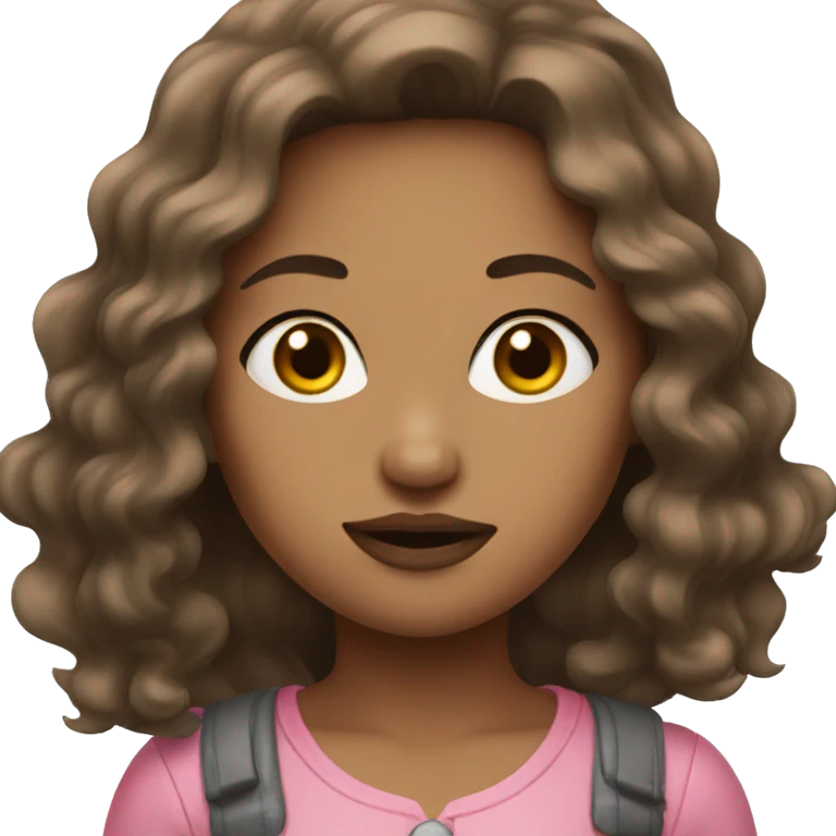 Girl with brown hair and pink lips emoji