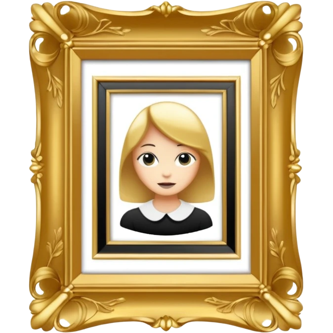 vintage black and white photo in gold fancy photo frame emoji