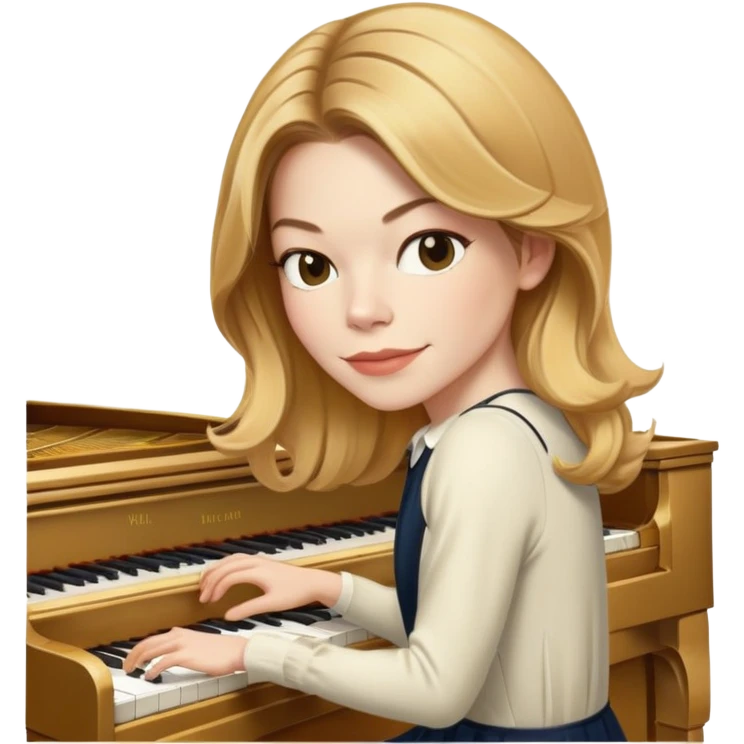 Michelle Monaghan with honey blonde hair playing piano emoji