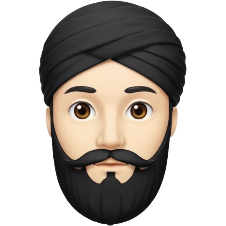 Make me an emoji of a man wearing a black turban, with a beard, and white skin. emoji