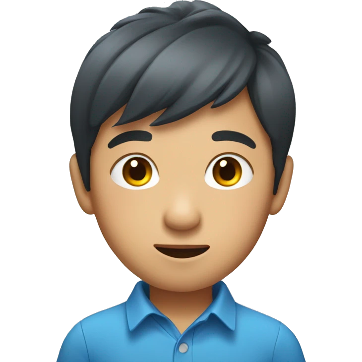 Head shot of Asian boy Wearing a blue shirt emoji