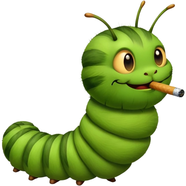 Caterpillar smoking cigarette emoji