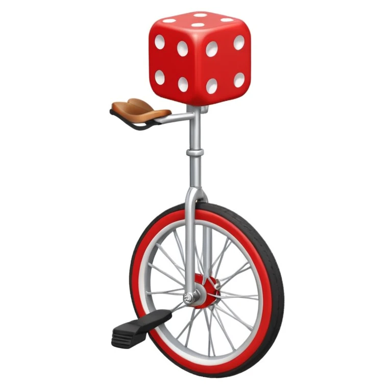 dice riding on a unicycle  emoji