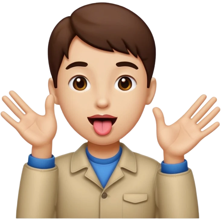 Tounge out with hands to the side emoji