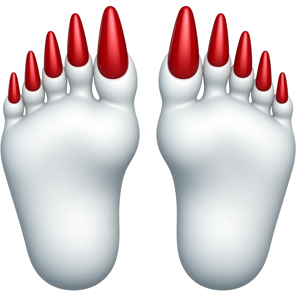 White rinkly feet with red long toenails emoji