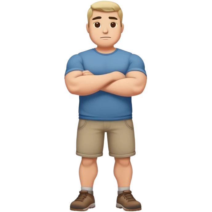 full body bulky male figure standing with arms crossed, muscular build, wearing casual clothes, confident stance emoji