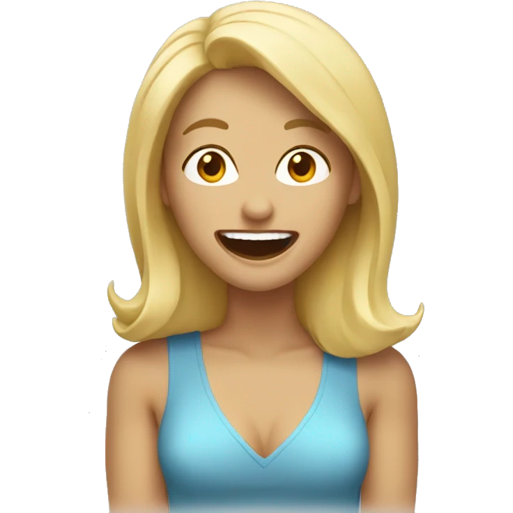 Blonde woman laugh emoji