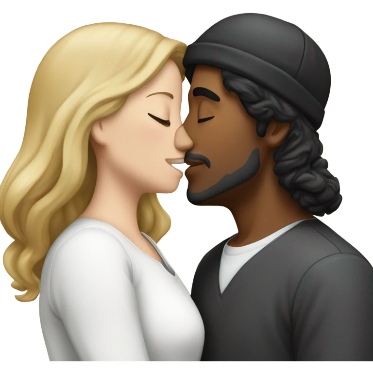 white male wearing a kippah with a black hair kissing a white female with brown and blonde hair. emoji