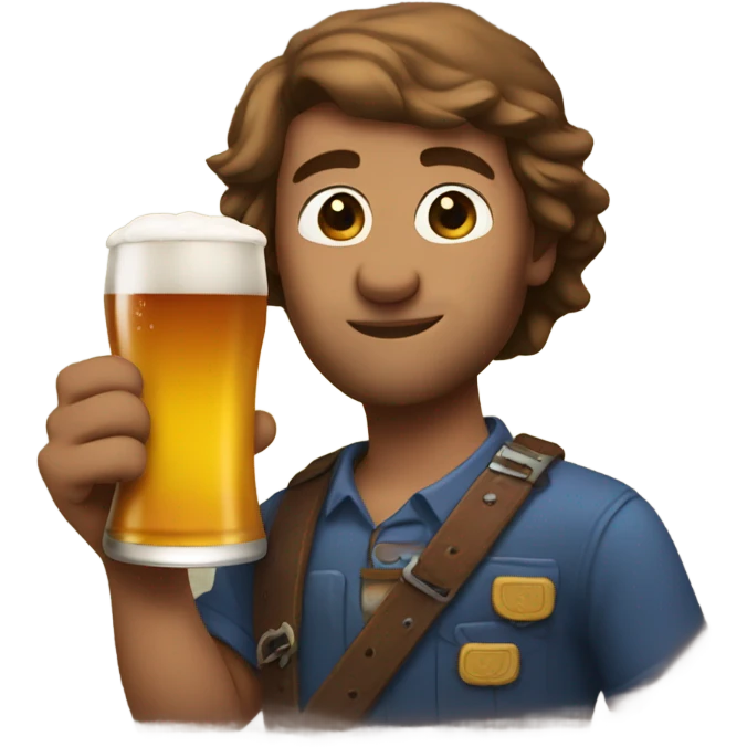 Remi holding a beer emoji