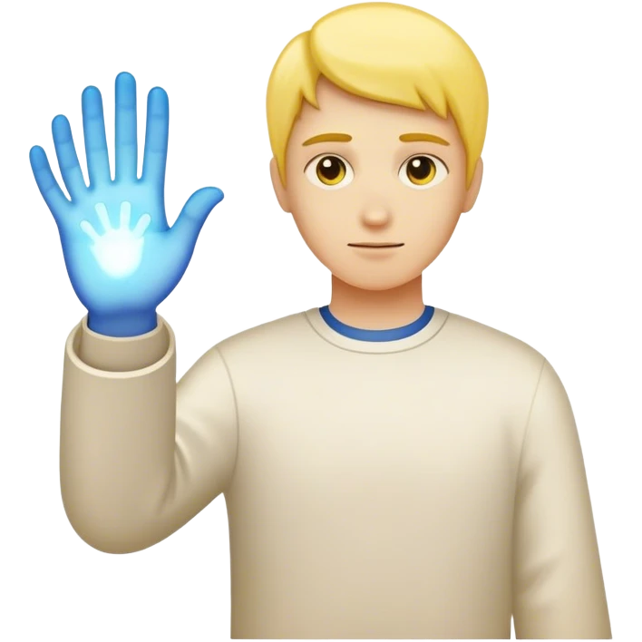 a normal hand being held by 2 hands, a glowing blue hand and a glowing yellow hand souls... hope and comfort from the past and futur emoji