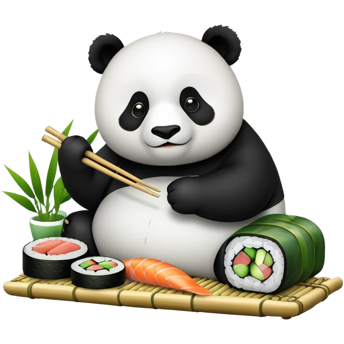 panda eating sushi emoji