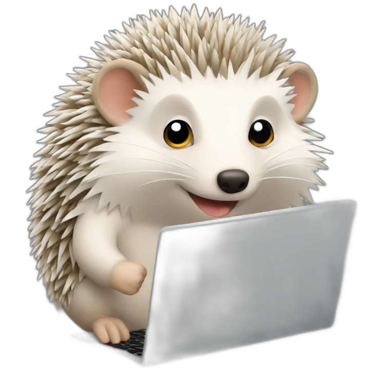 hedgehog working with laptop emoji