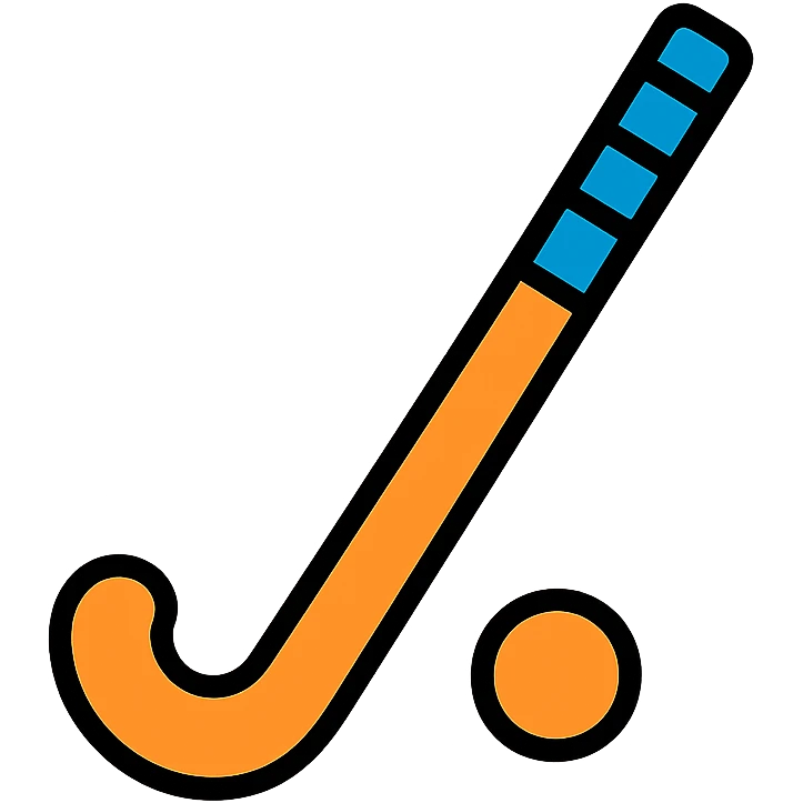 a stylized orange field hockey stick with royal blue grip, minimal design emoji