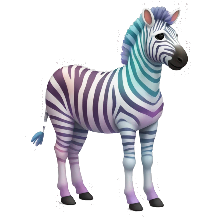 white zebra with pastel rainbow stripes no black full body emoji