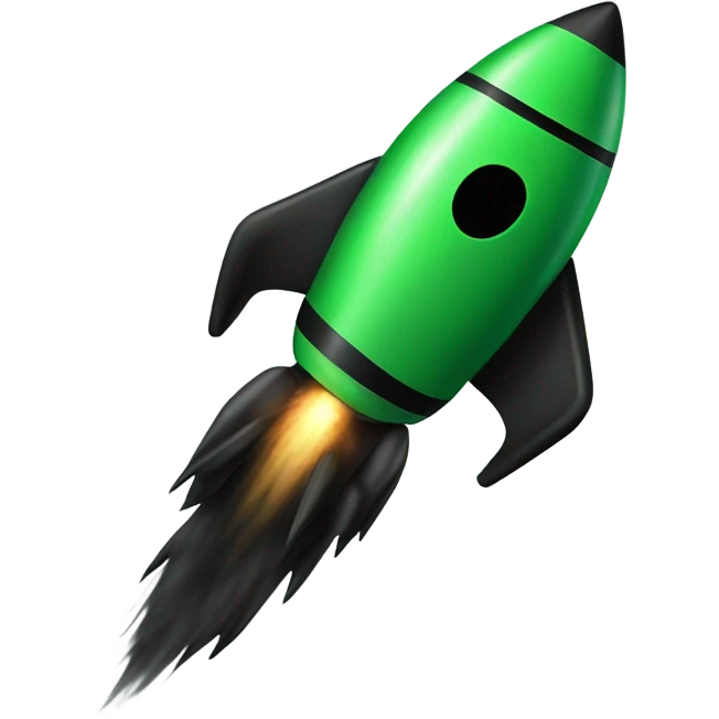 green and black rocket ship emoji