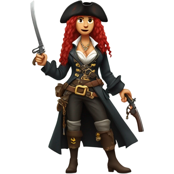 Dangerous female pirate with long red hair emoji
