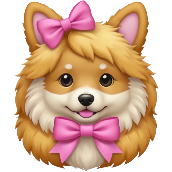 dog holding a pink bow emoji