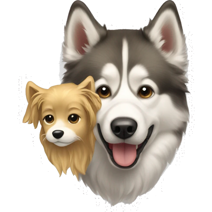 Huskie on top of a golden retriever emoji