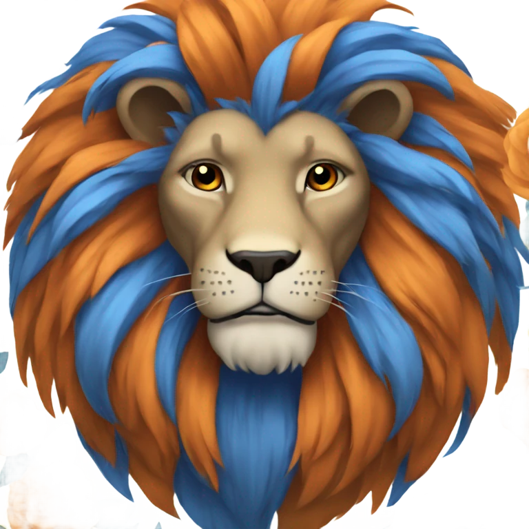 Blue and orange Lion emoji