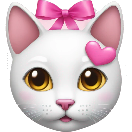 Cat with pink ribbon and pink hearts emoji
