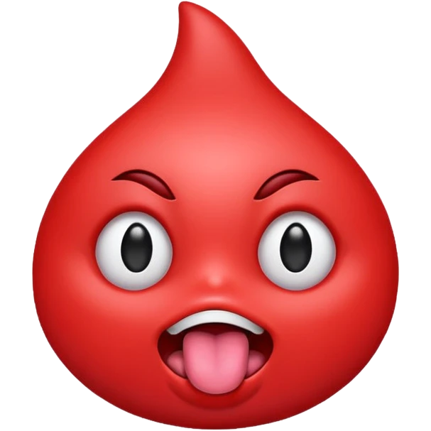 ohm red character shiny eyes tongue out emoji