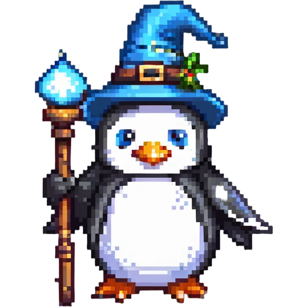 penguin wizard holding a staff emoji