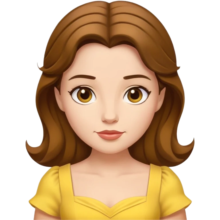 minimal Belle princess with yellow dress and brown hair, extremely simple emoji