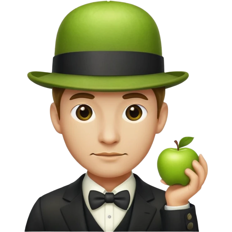 Magritte “the son of man” with green apple instead of head emoji