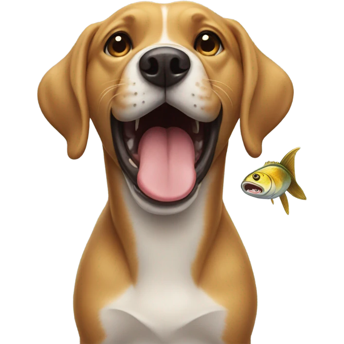 Dog with fish in mouth  emoji