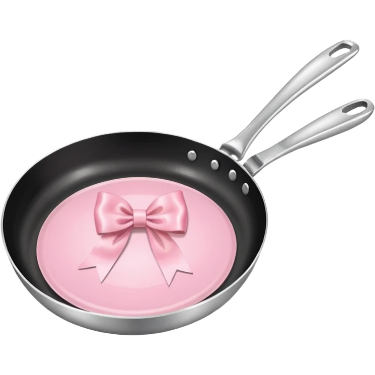 frying pan with light pink bow on handle emoji