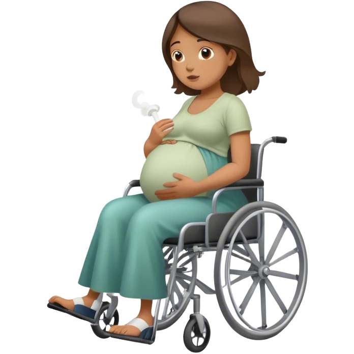 a pregnat woman i wheelchair stands up ans starts sniffing and smells poop emoji