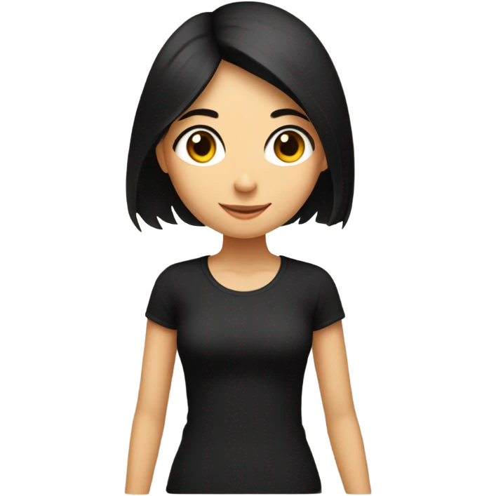Black hair girl black top face on a birds body emoji