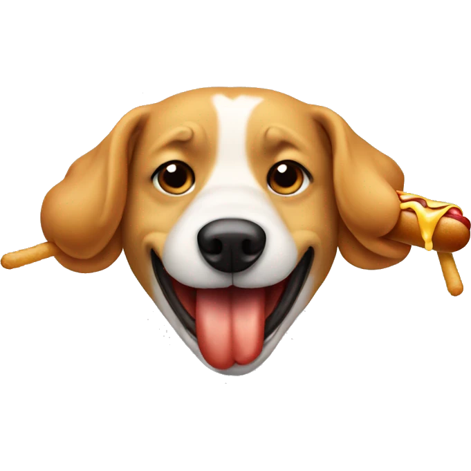 Dog eat hot dog emoji