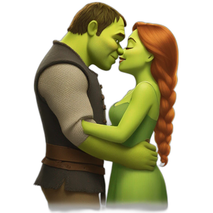 shrek kissing fiona emoji