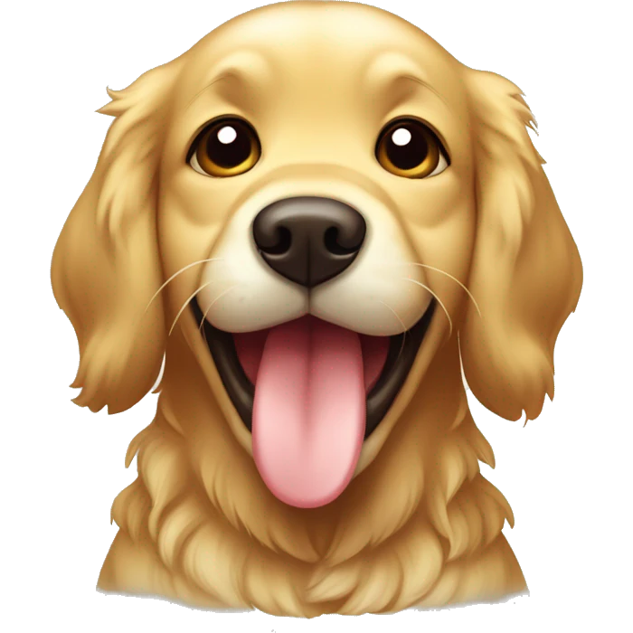 Size: 300px cartoon flat chibi golden retriever drooling emote emoji