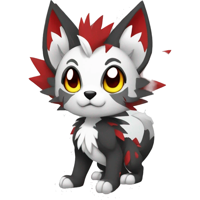 Anthro cool edgy black white grey punk red animal hybrid Fakemon full body emoji