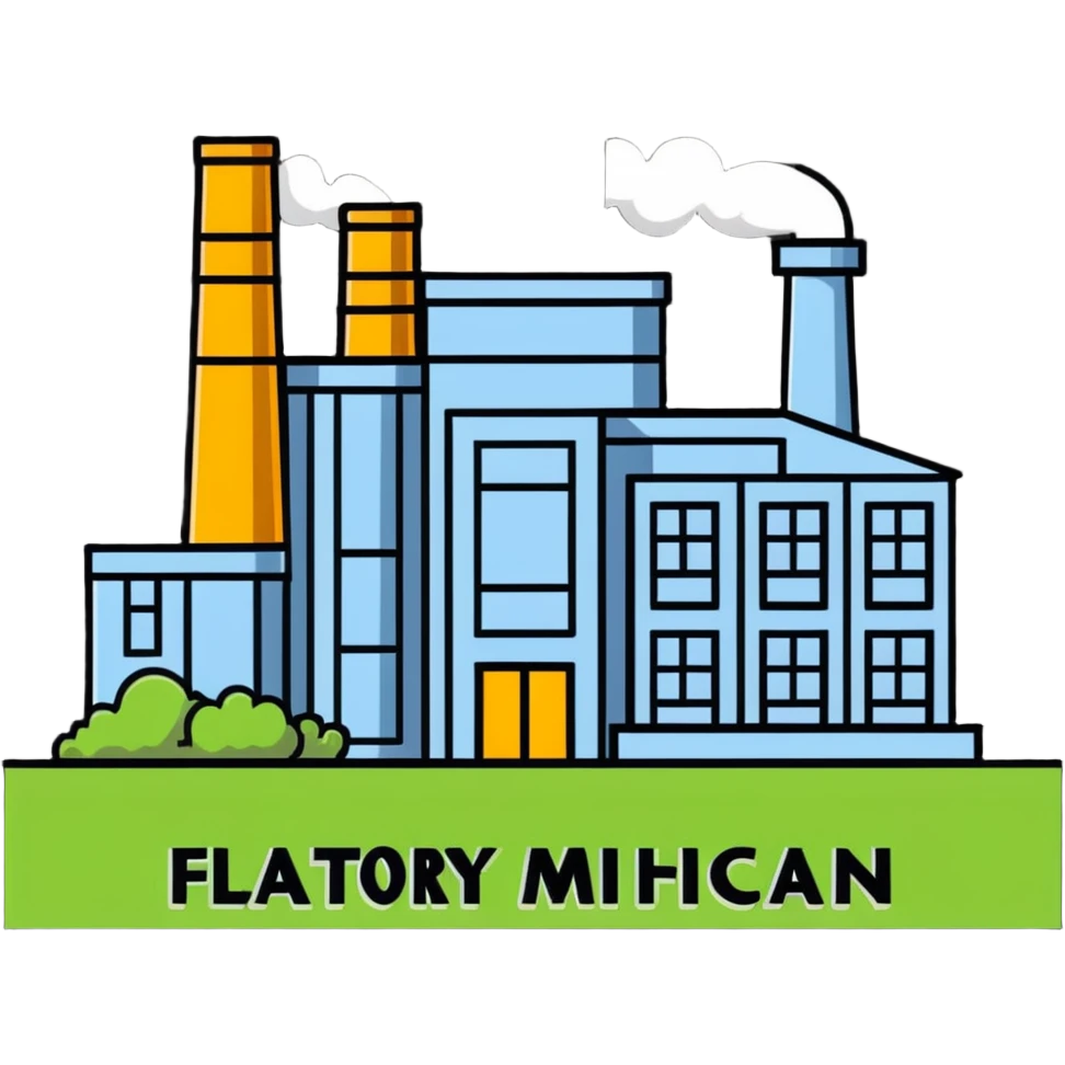 Factory building with Flint Michigan text emoji