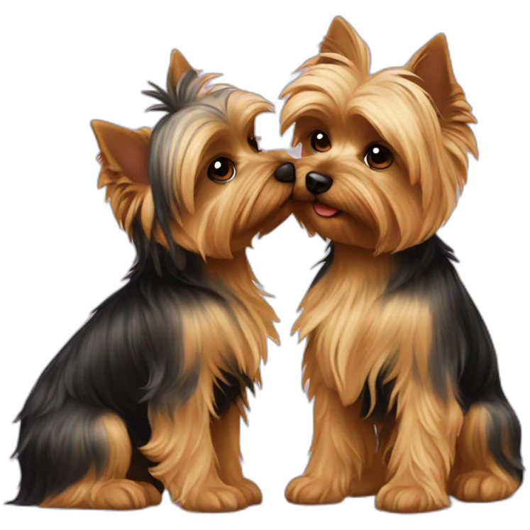 two Yorkshire terriers kissing emoji