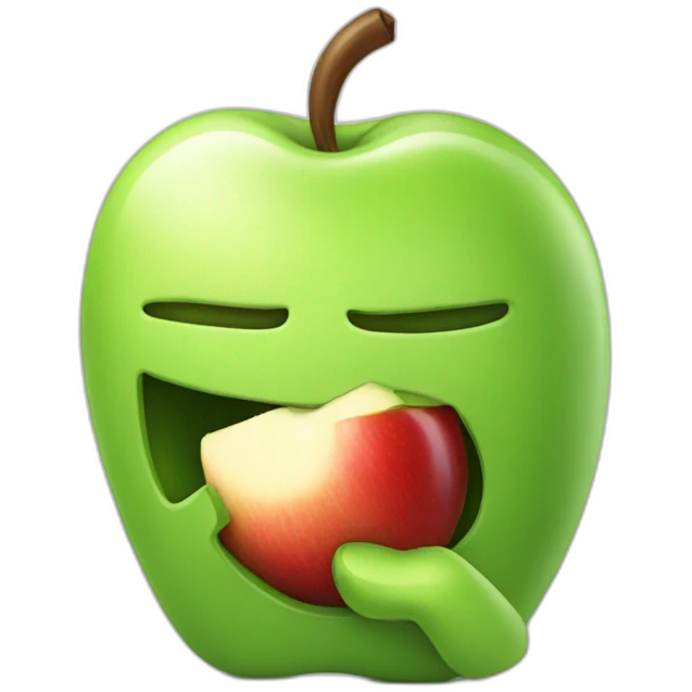 android eating an apple emoji