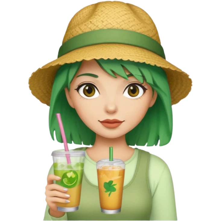  tatoo girl Drink holders with hat green hair  emoji