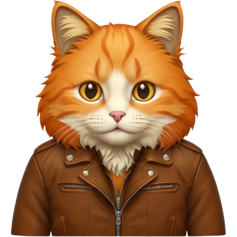orange cat with brown leather jacket emoji
