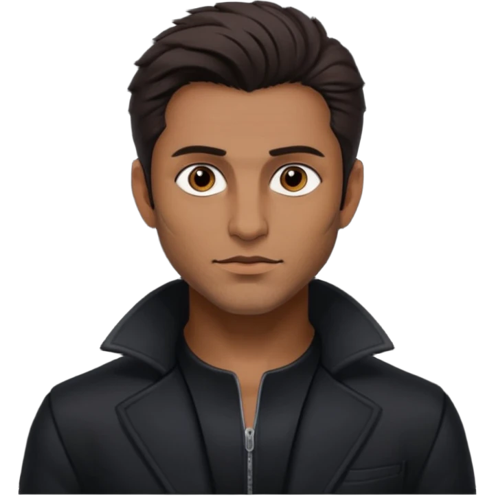 Shadow Moon (Male) from American Gods with tan skin, dark brown hair, black outfit emoji