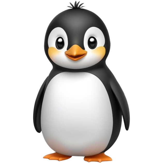 Cute cartoon penguin with a round belly, standing upright emoji