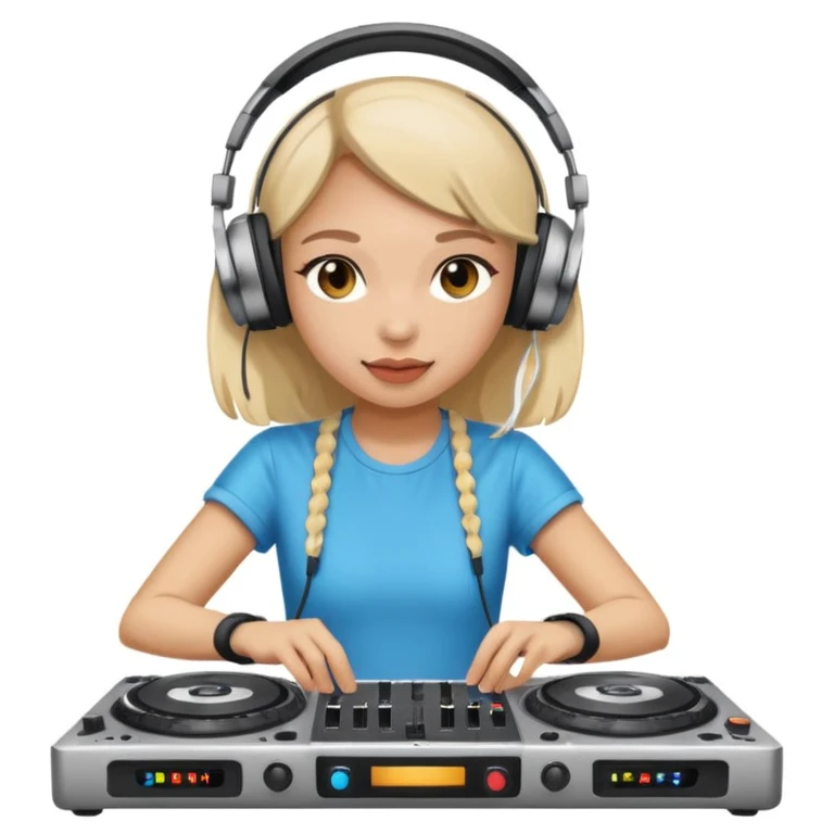 girl playing DJ set emoji