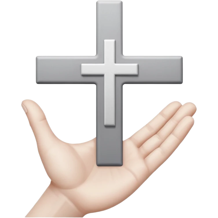 grey hand with upside down cross on the palm emoji